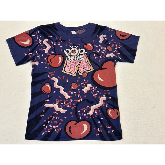 VTG Cherry Pop Tarts T-Shirt Size M/L All Over Print Kelloggs USA‎ 90s Y2K Rare - Picture 1 of 10